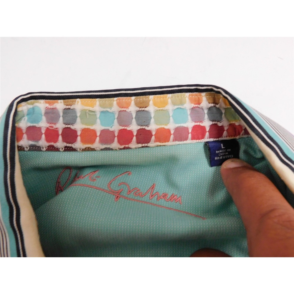 Robert Graham 100% Cotton Multicolor Stripe Button Down Shirt L - Picture 3 of 4